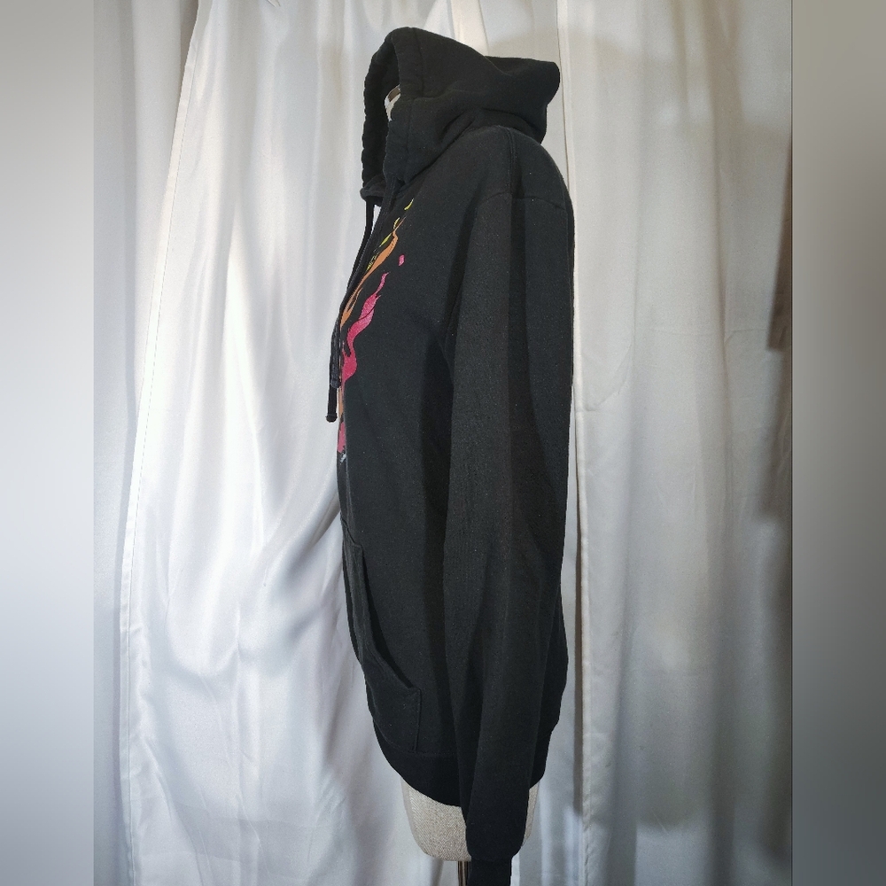 The Concert Fleece Hoodie, By Preston, Women Black, Pockets, Flames, XS - Picture 4 of 11